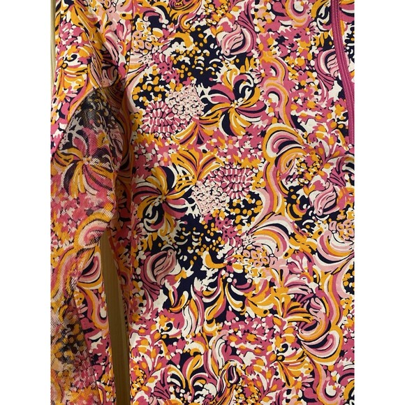 NWT IBKUL Marissa Paisley Quarter Zip Pullover Sz XS Hot Pink Floral Long Sleeve - Picture 9 of 13